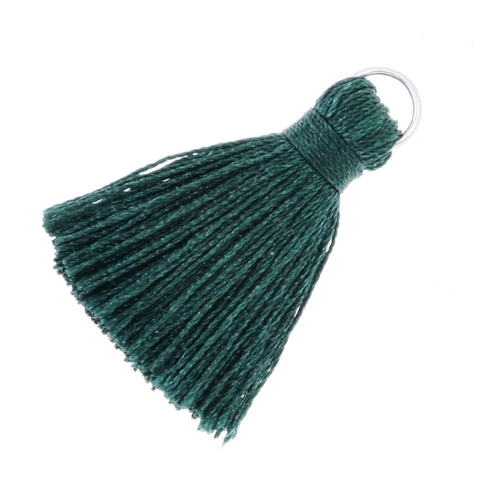 3.5cm  DIY Handmade Tassels, Short Handmade Tassels for jewelry making Necklace Earrings Dark green,10pcs/lot