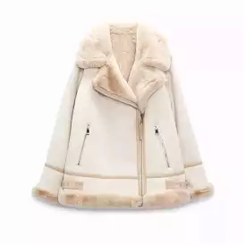 Autumn/Winter New Women's Wear New Fashion, Casual, Versatile Leather and Fur One Piece Loose Jacket Coat