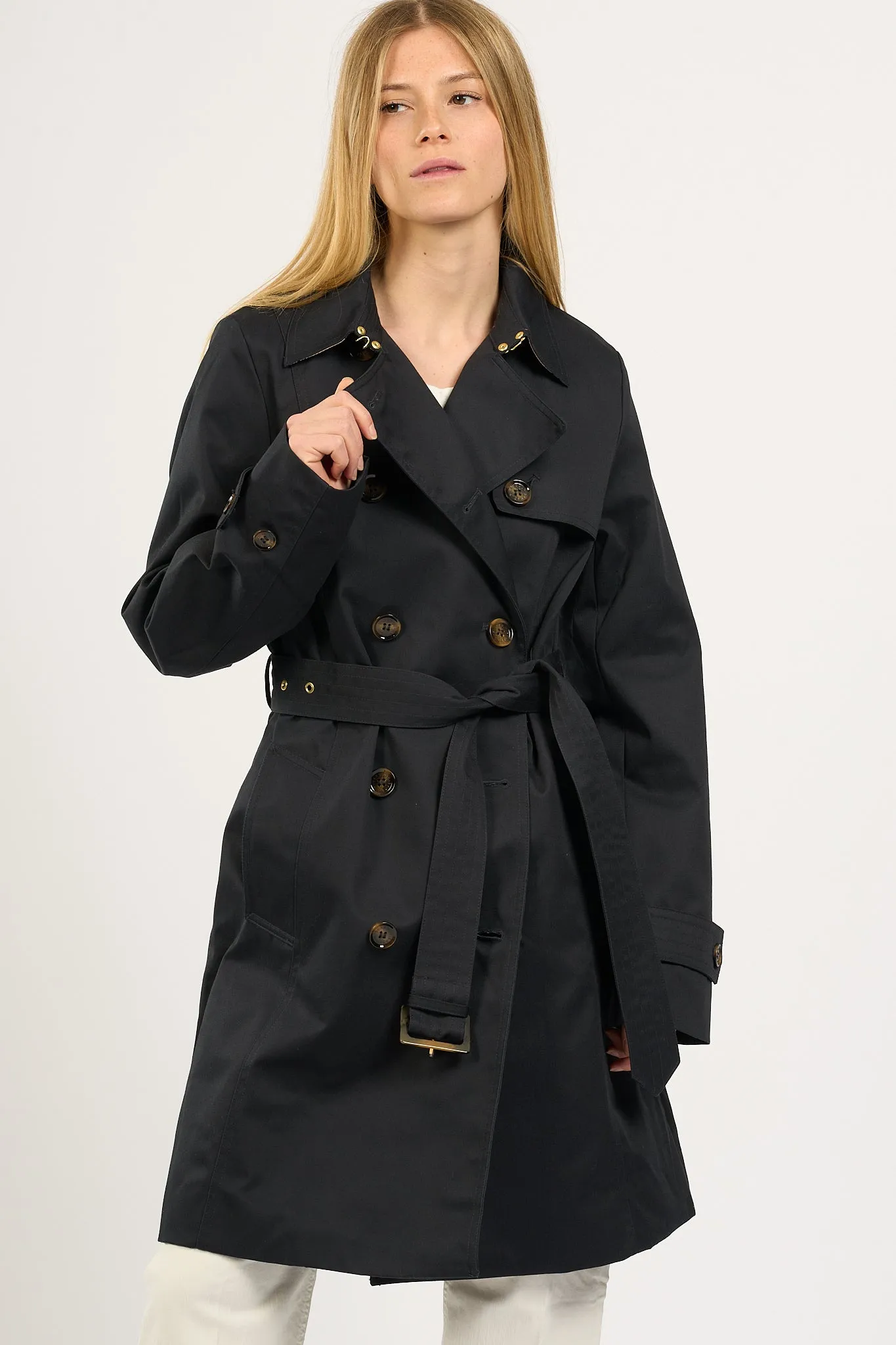 Barbour Trench Corto Greta Blu Donna