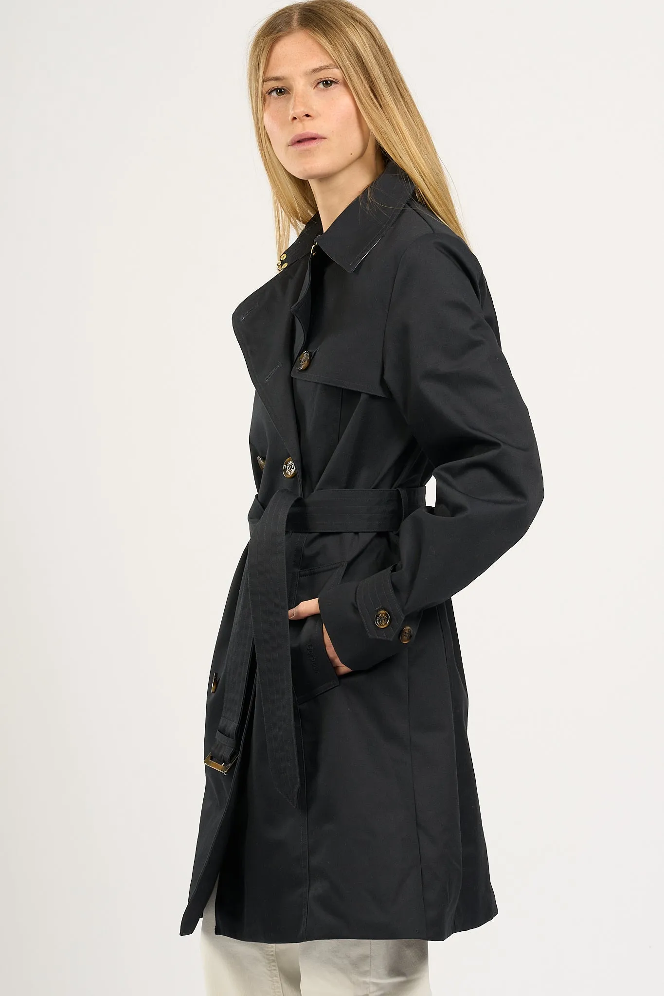 Barbour Trench Corto Greta Blu Donna