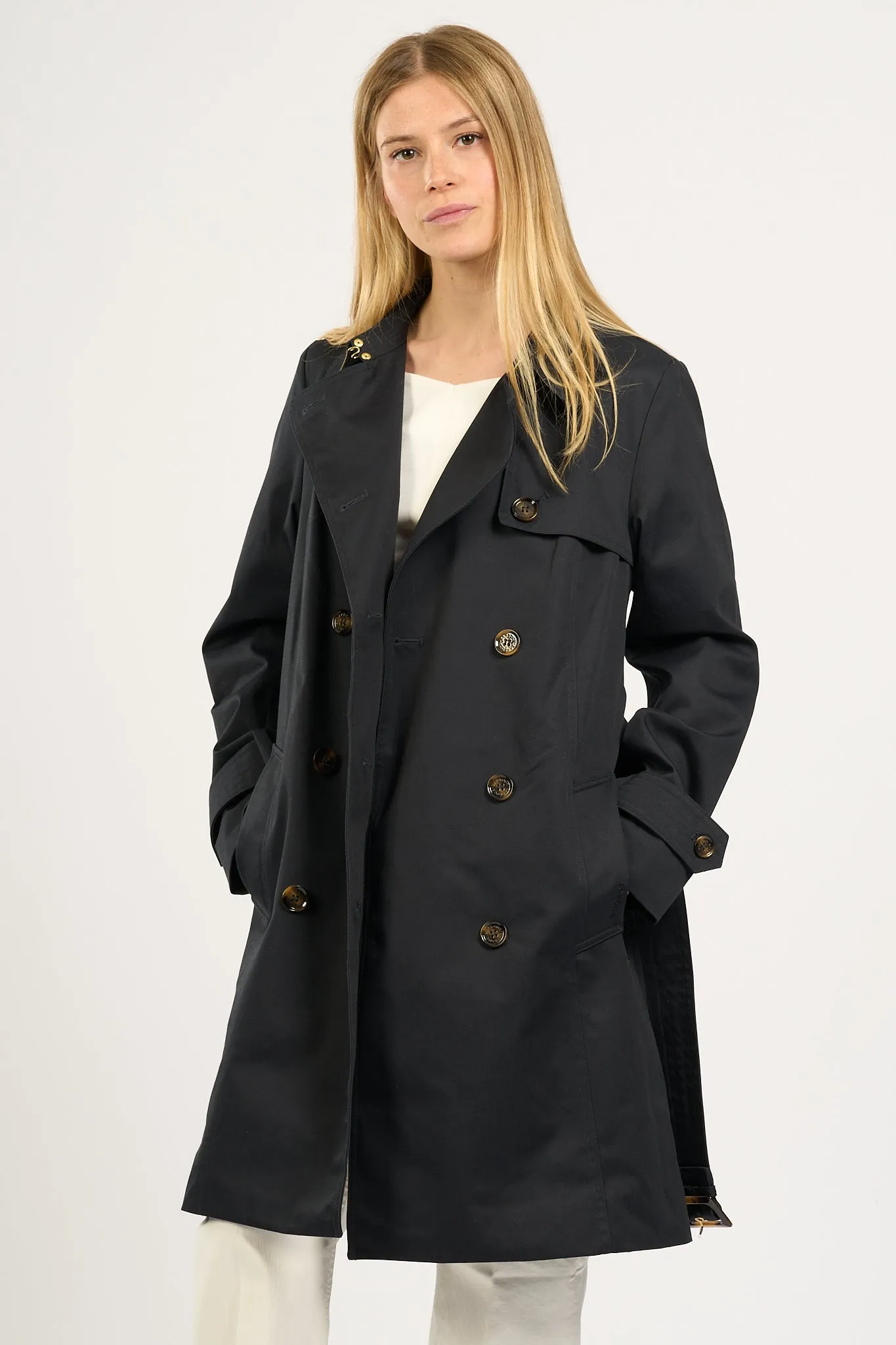 Barbour Trench Corto Greta Blu Donna