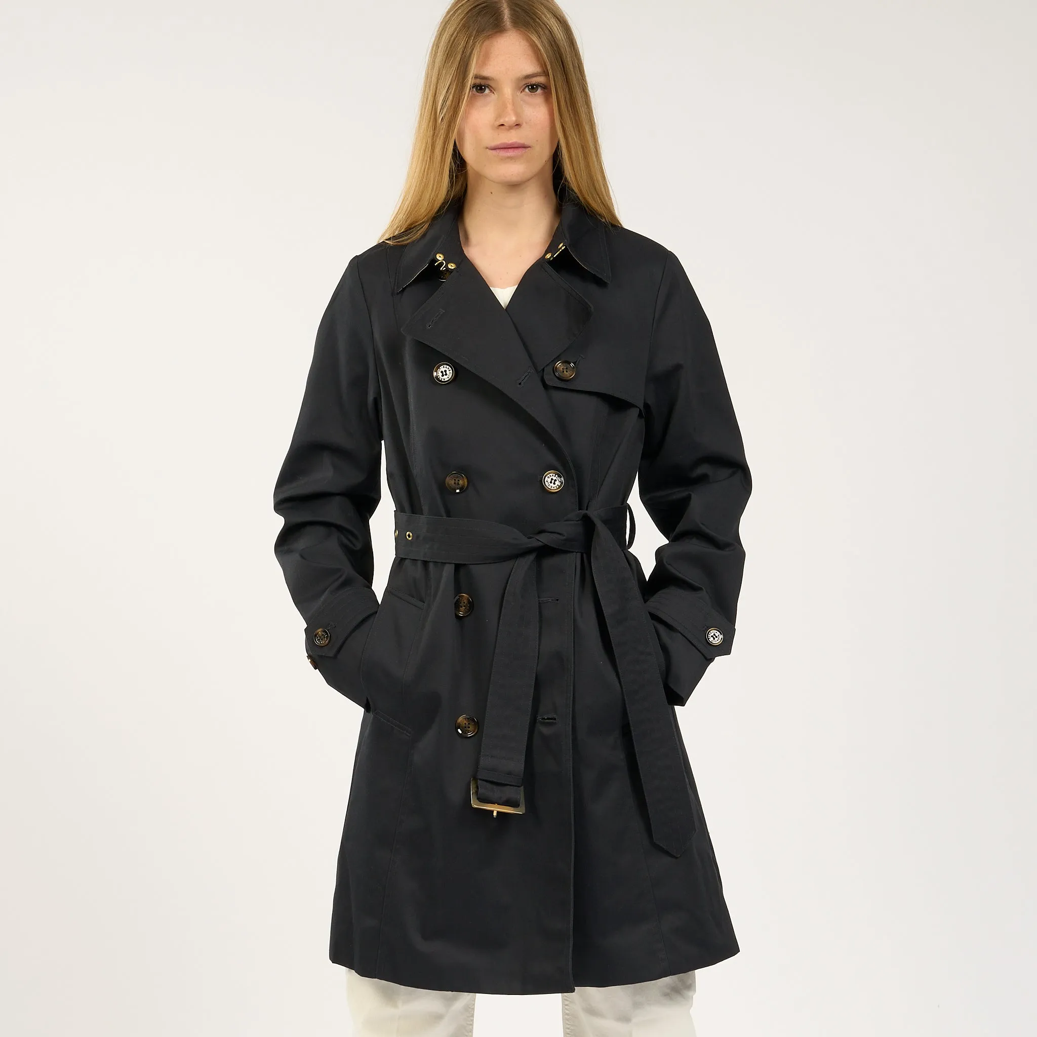 Barbour Trench Corto Greta Blu Donna