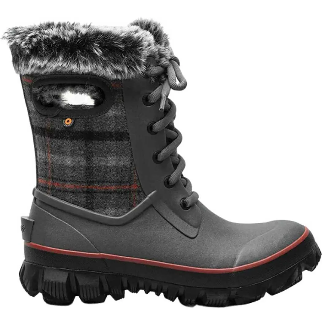 Bogs Arcata Cozy Plaid Winter Boot Dark Gray Multi (Women's)