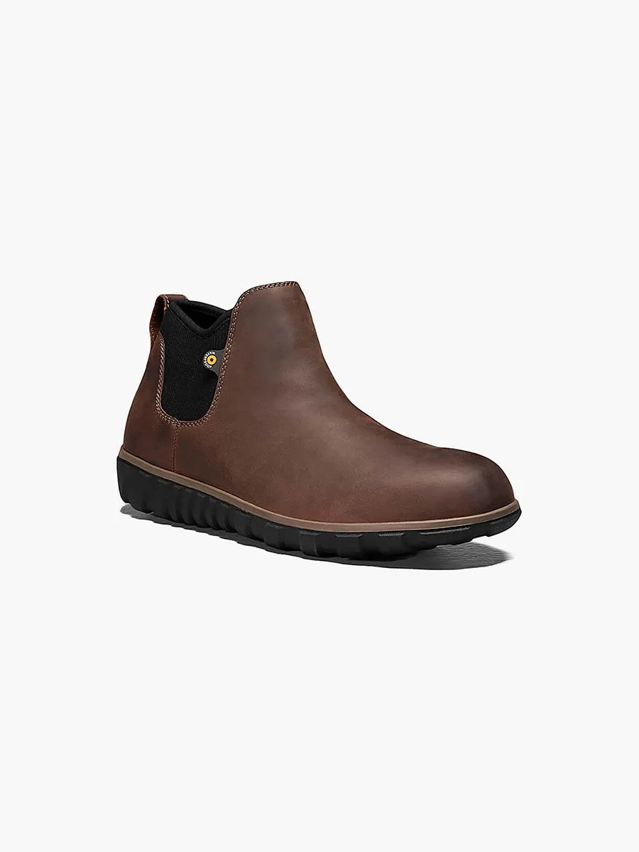 Bogs Mens Casual Leather Waterproof Chelsea Boot- Brown Oiled Leather