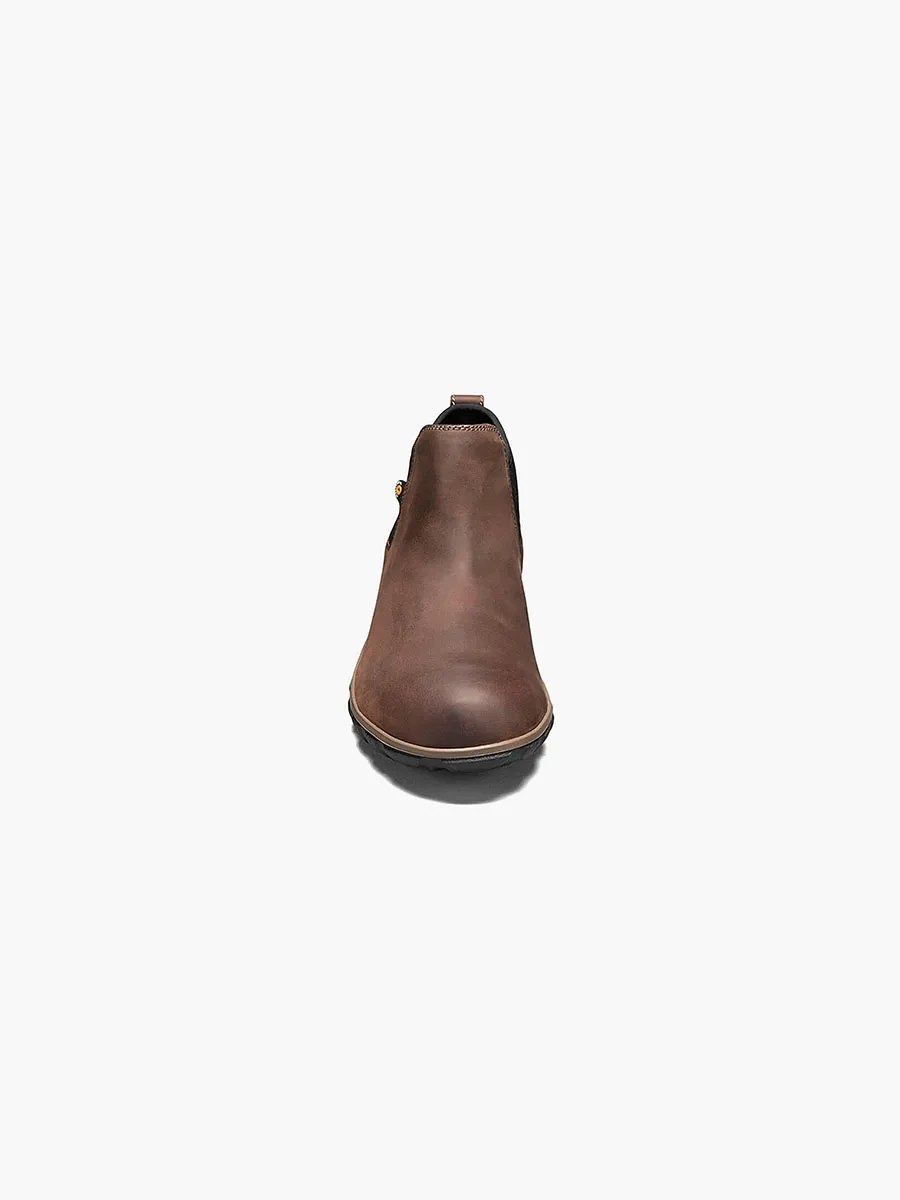 Bogs Mens Casual Leather Waterproof Chelsea Boot- Brown Oiled Leather