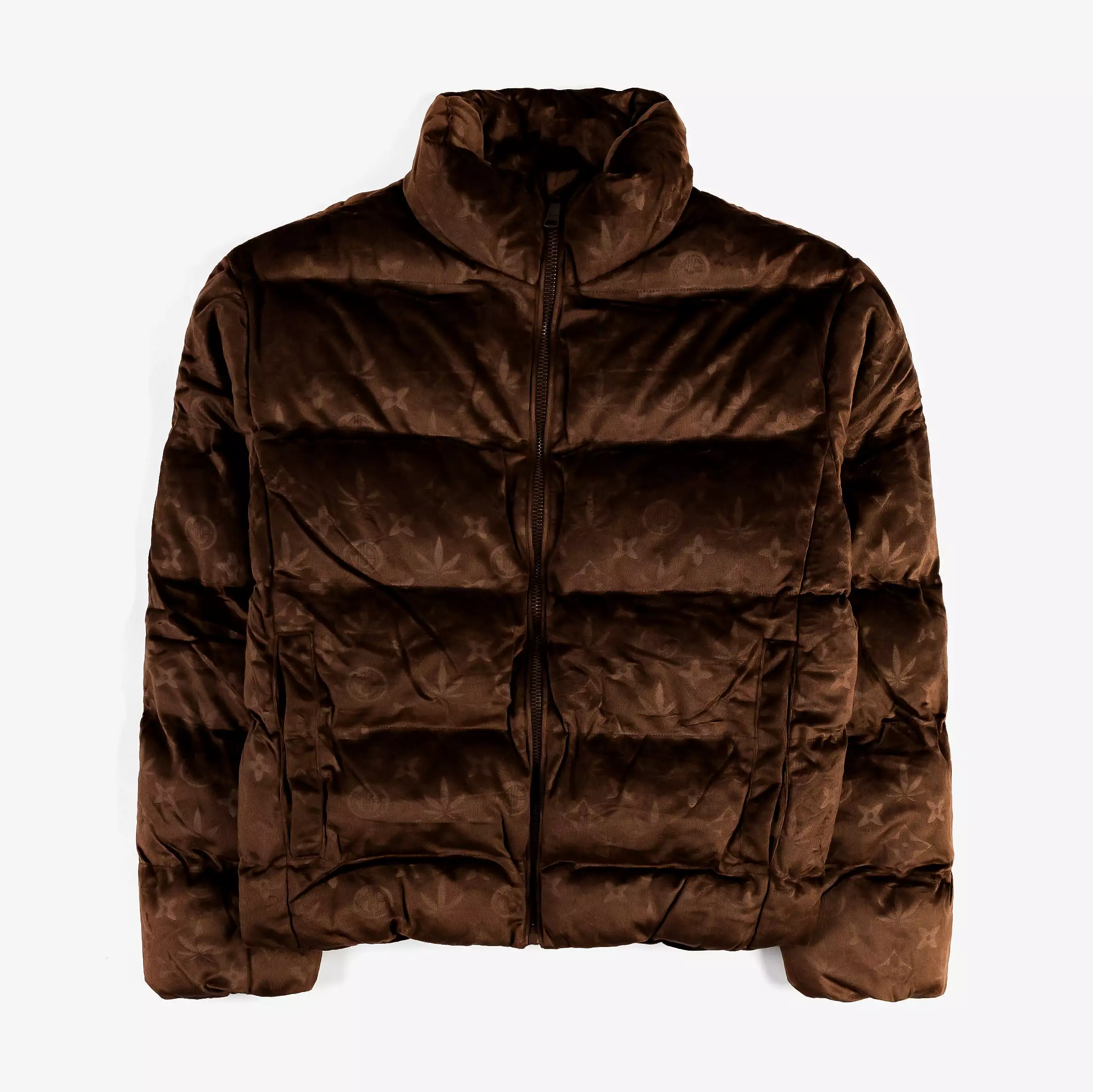 Brown Velour Puffer Mens Jacket (Brown)