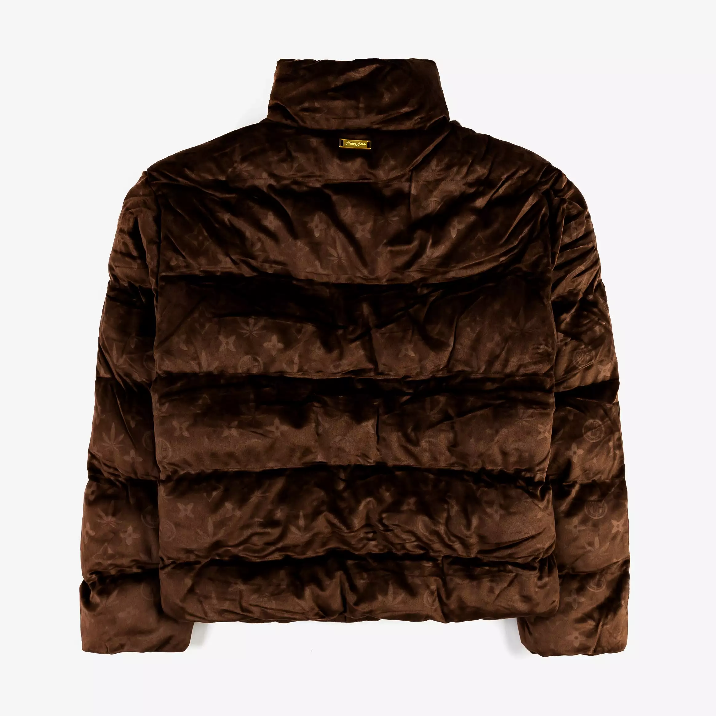 Brown Velour Puffer Mens Jacket (Brown)