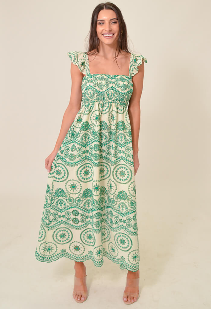 Camellia Midi Dress-Green