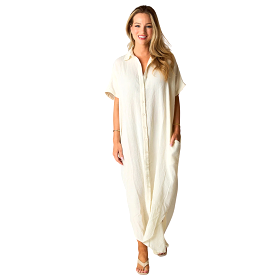 Camen Cover Up Maxi Dress in Vanilla