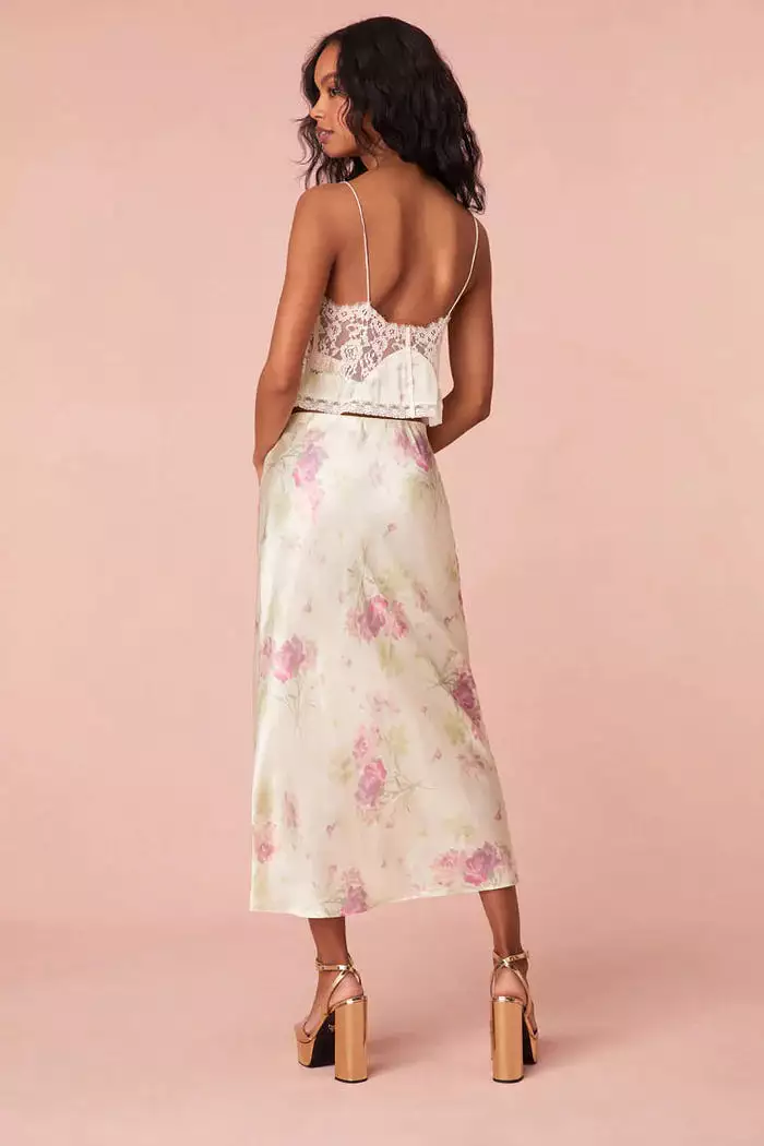 Castle Floral Midi Slip Skirt