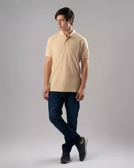 CLASSIC FIT PIQUE POLO SHIRT - DARK BEIGE