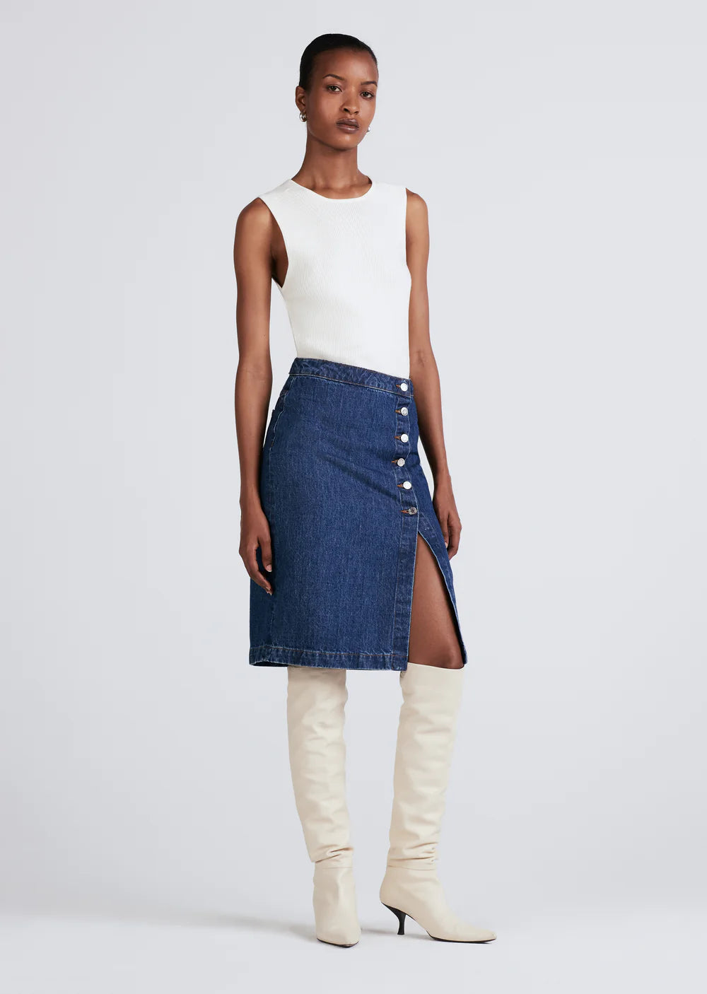 Derek Lam 10 Crosby Felicity High Rise Midi Skirt Bedford