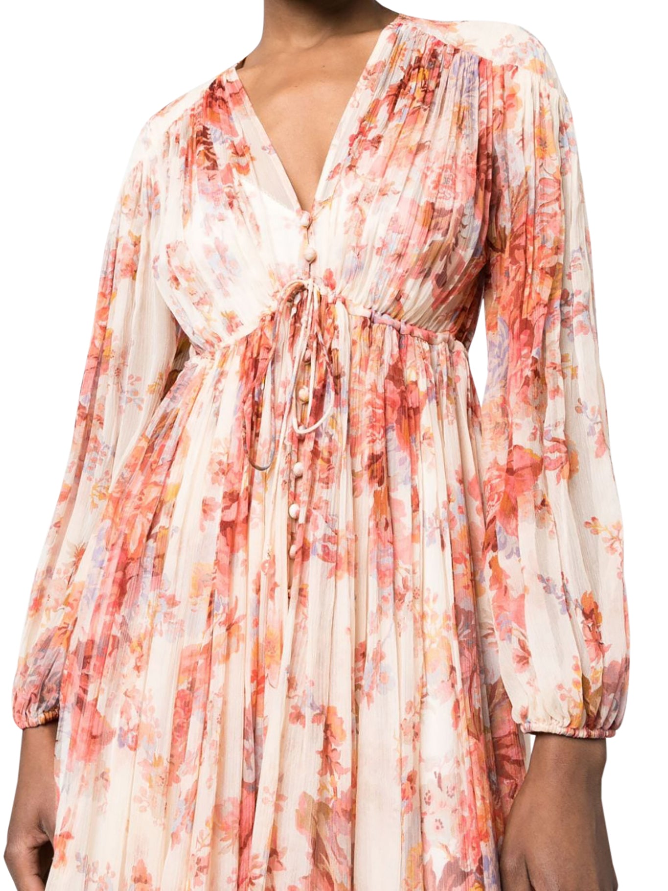 Devi floral-print silk dress