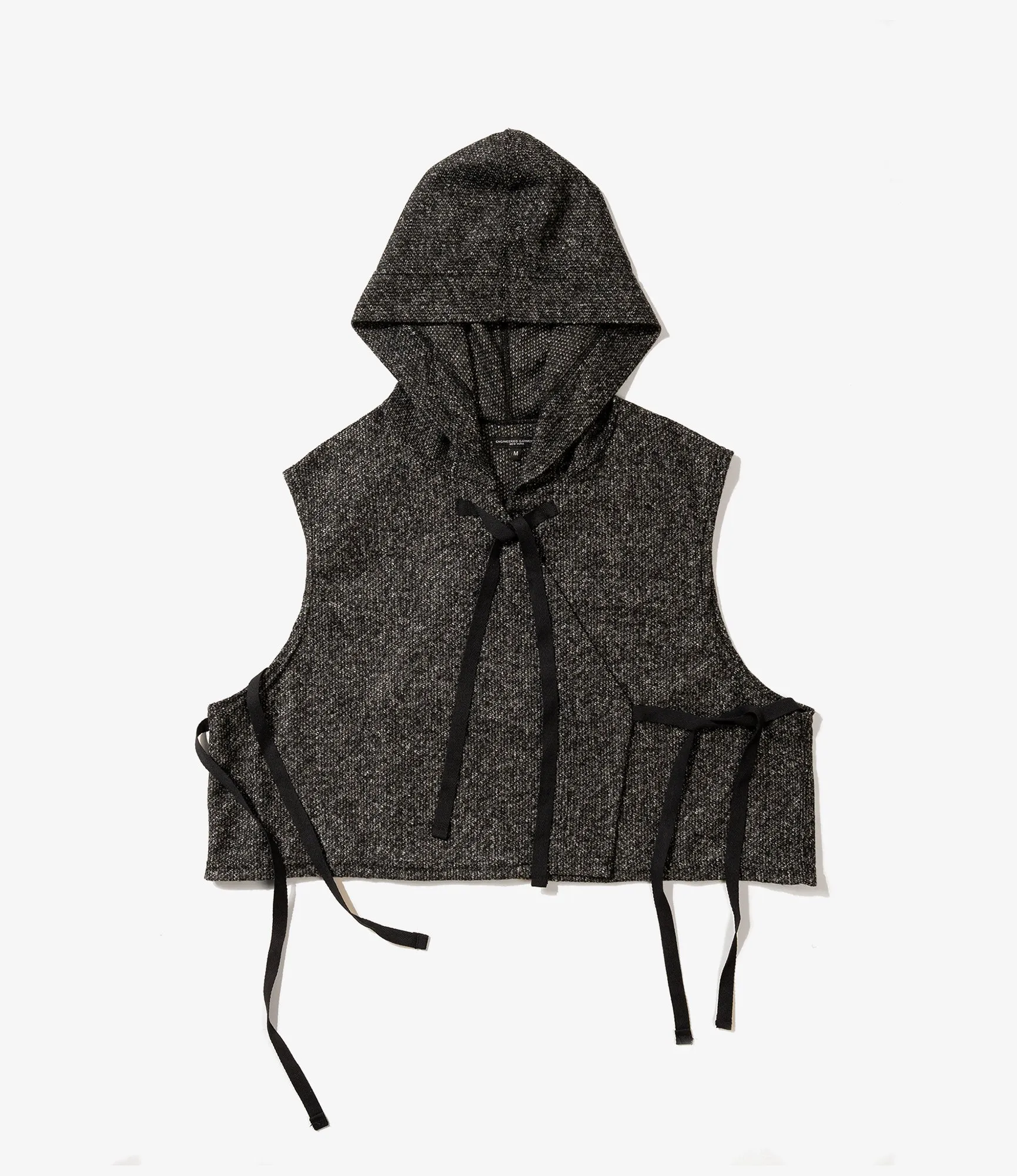 Engineered Garments Hooded Knit Vest - Charcoal Wool Poly Melange Knit