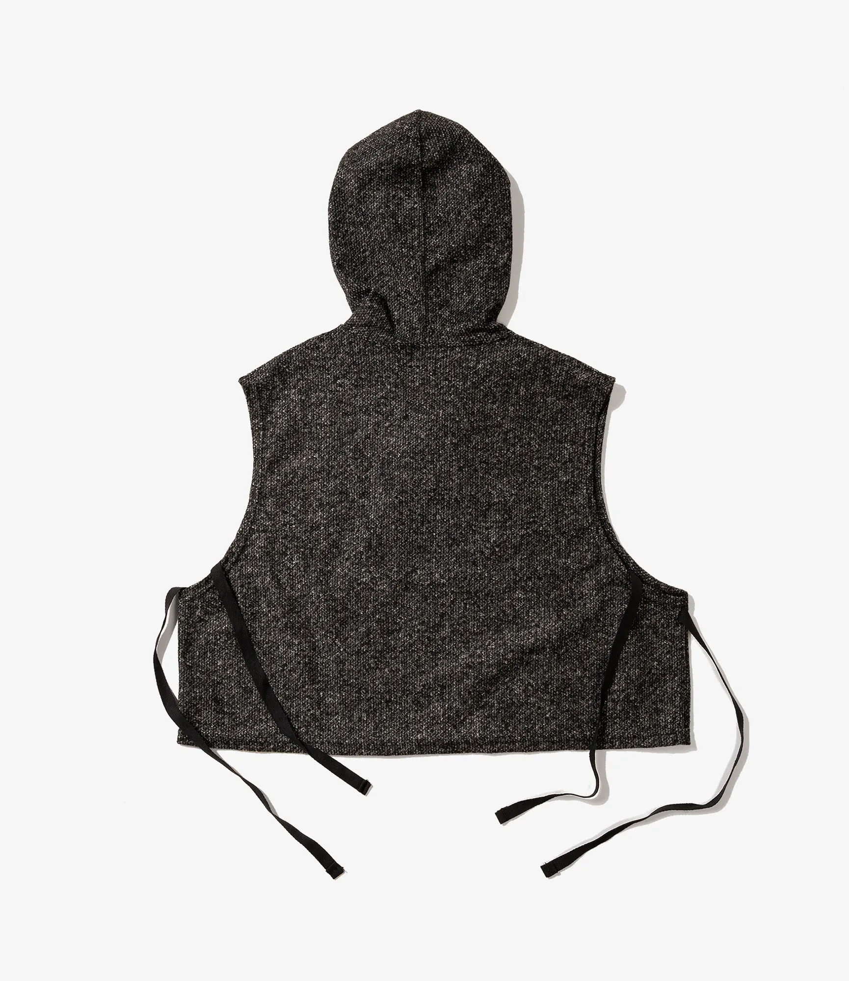 Engineered Garments Hooded Knit Vest - Charcoal Wool Poly Melange Knit