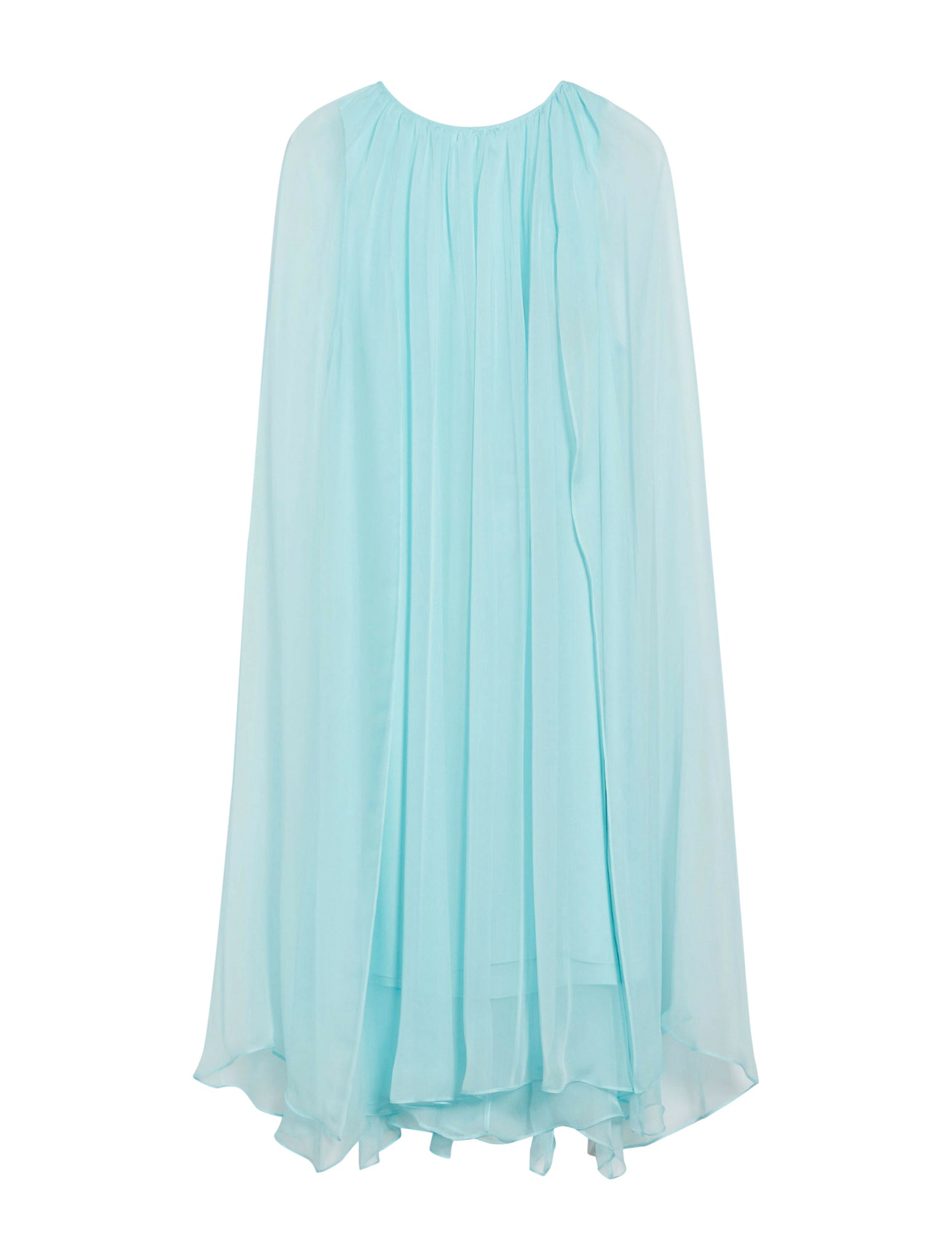 Flared dress in silk chiffon