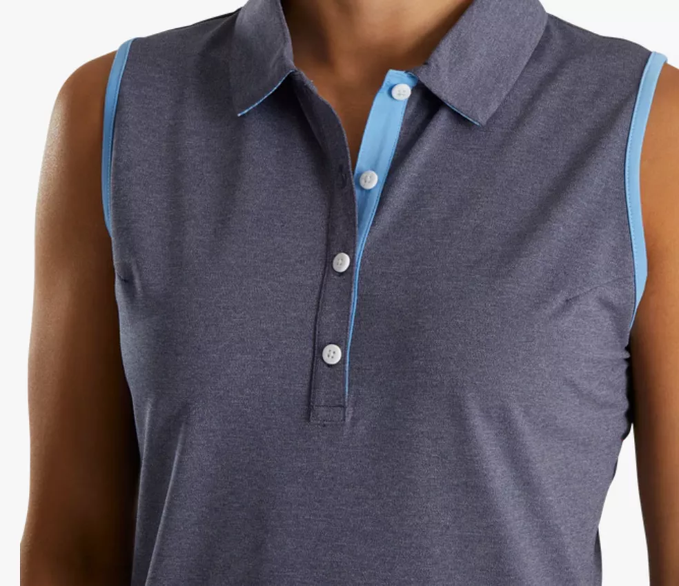 FootJoy Pique Sleeveless Houndstooth Trim Shirt Women