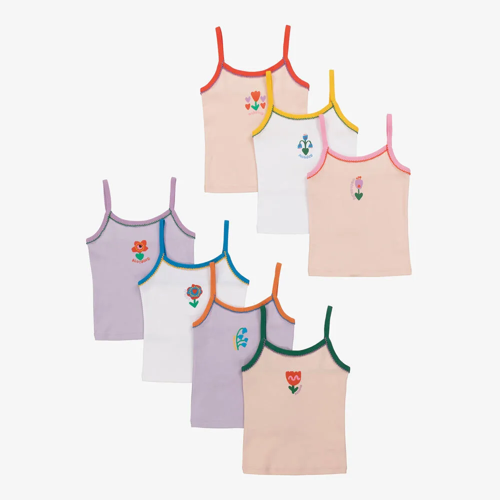 Girls Colourful Cotton Vests (7 Pack)