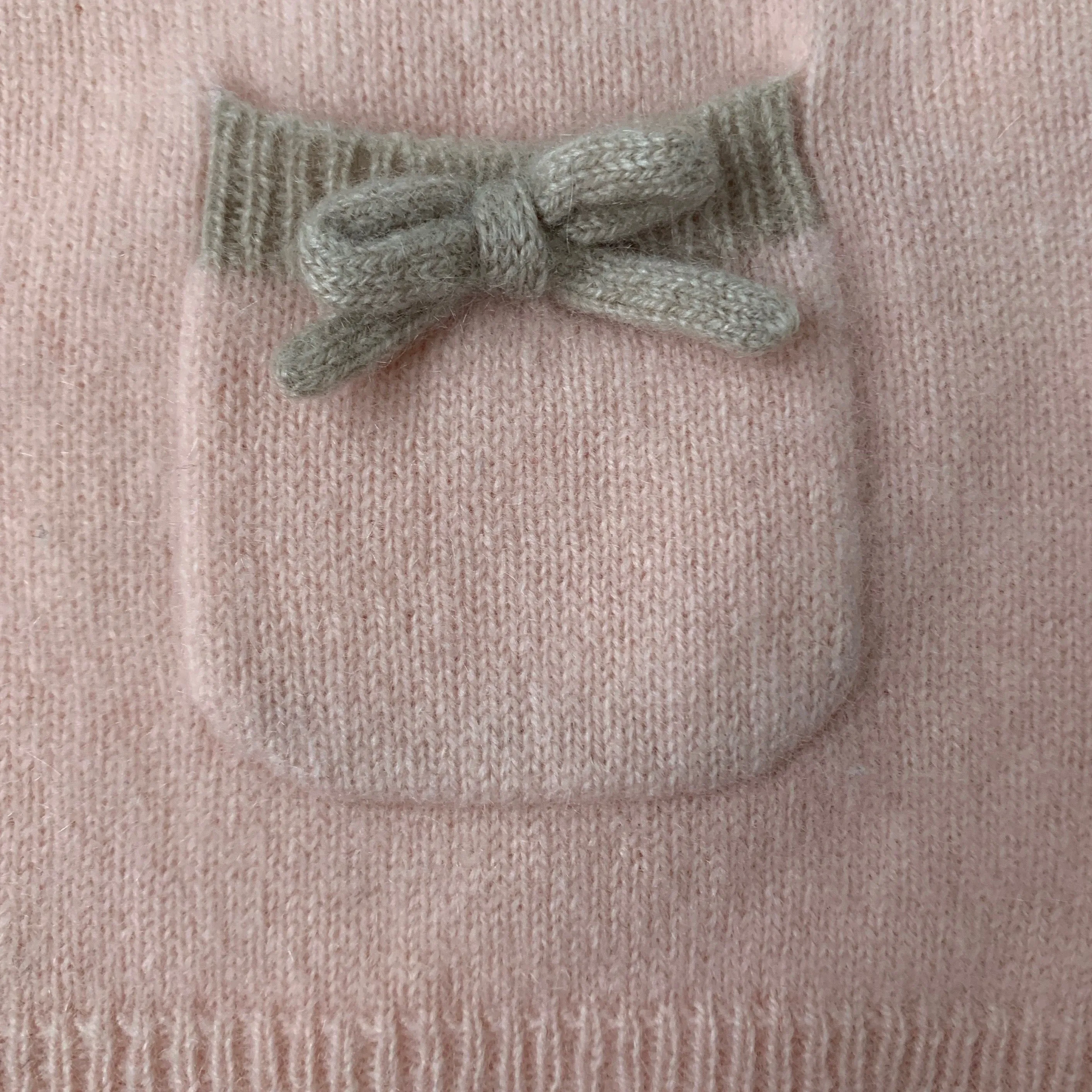 Il Gufo Pale Pink Cashmere Jumper With Bow Trim: 2 Years