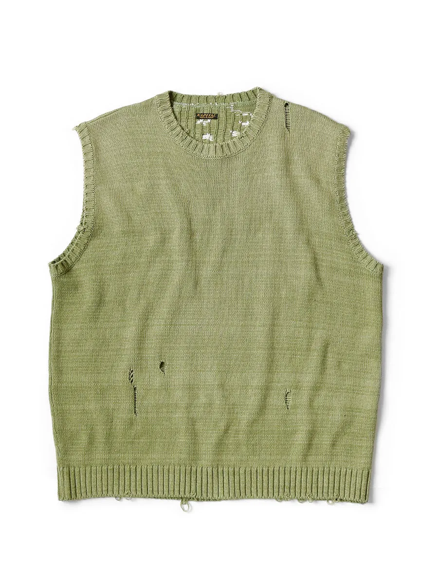 Kapital 5G Cotton Knit BONE Vest - Khaki - (EK-1415)