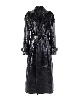 Long Sheepskin Leather Trench Coat