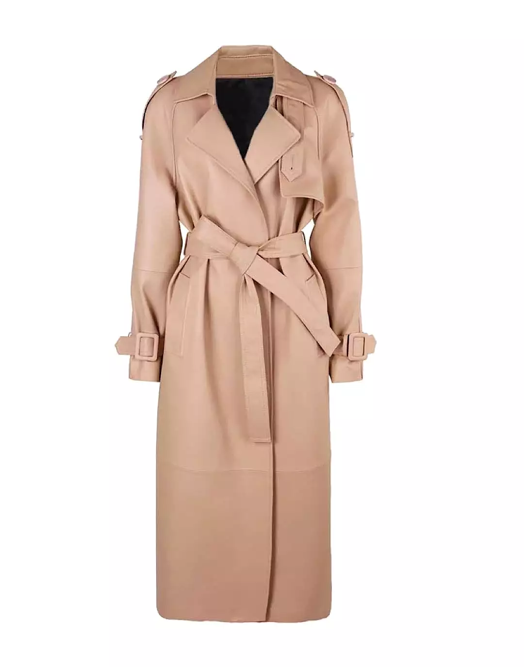 Long Sheepskin Leather Trench Coat