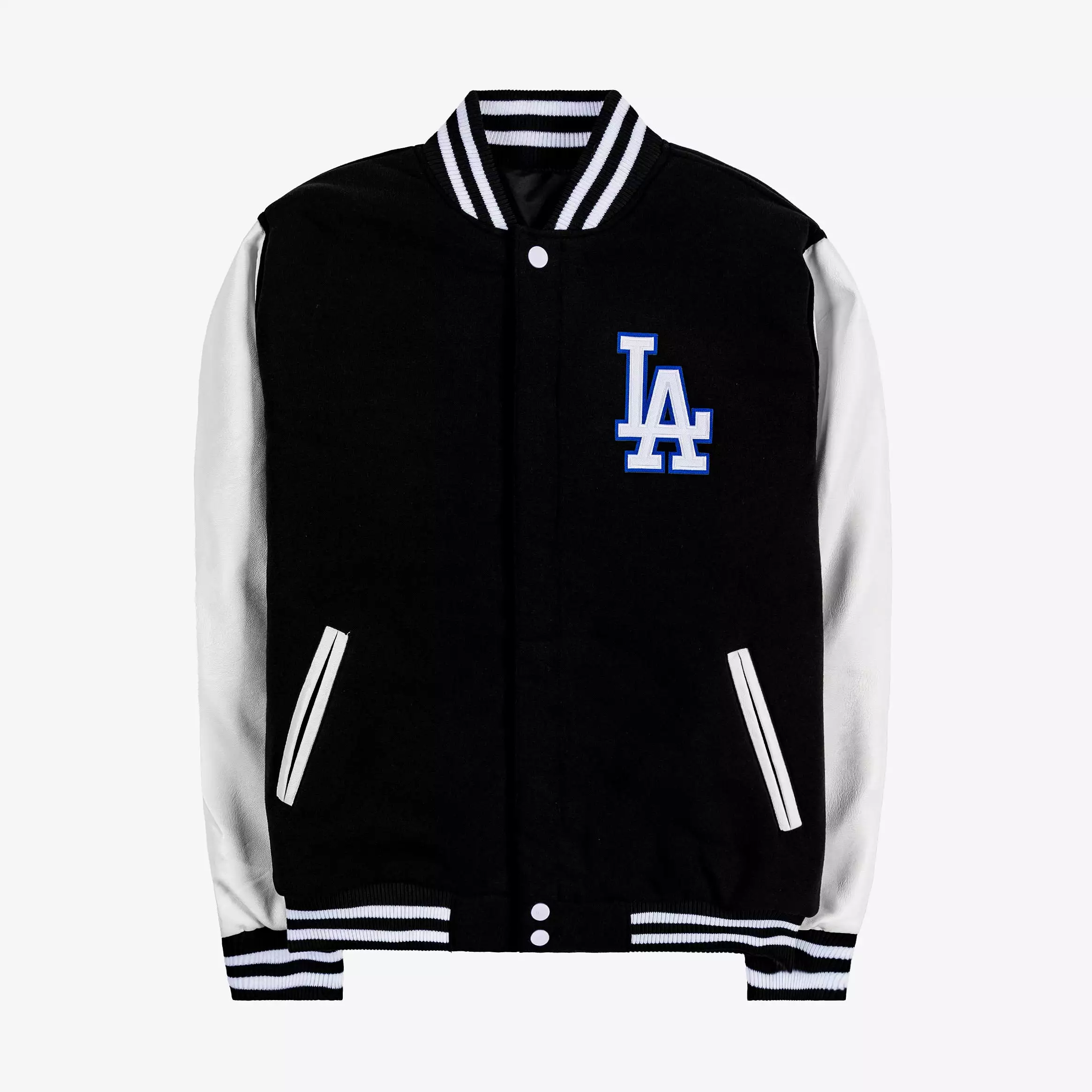 Los Angeles Dodgers Reversible Letterman Mens Jacket (Black/White)