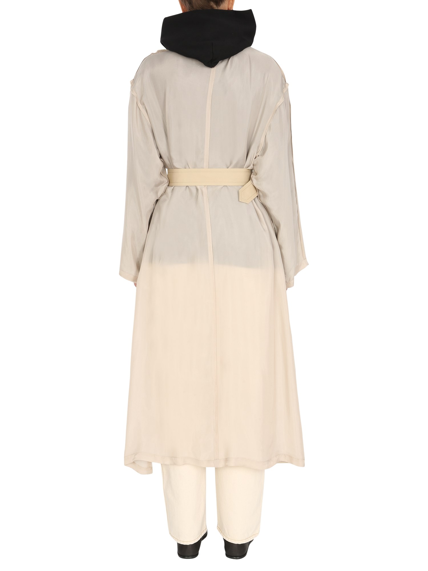 MAISON MARGIELA    TWO-MATERIAL COTTON CUPRO TRENCH