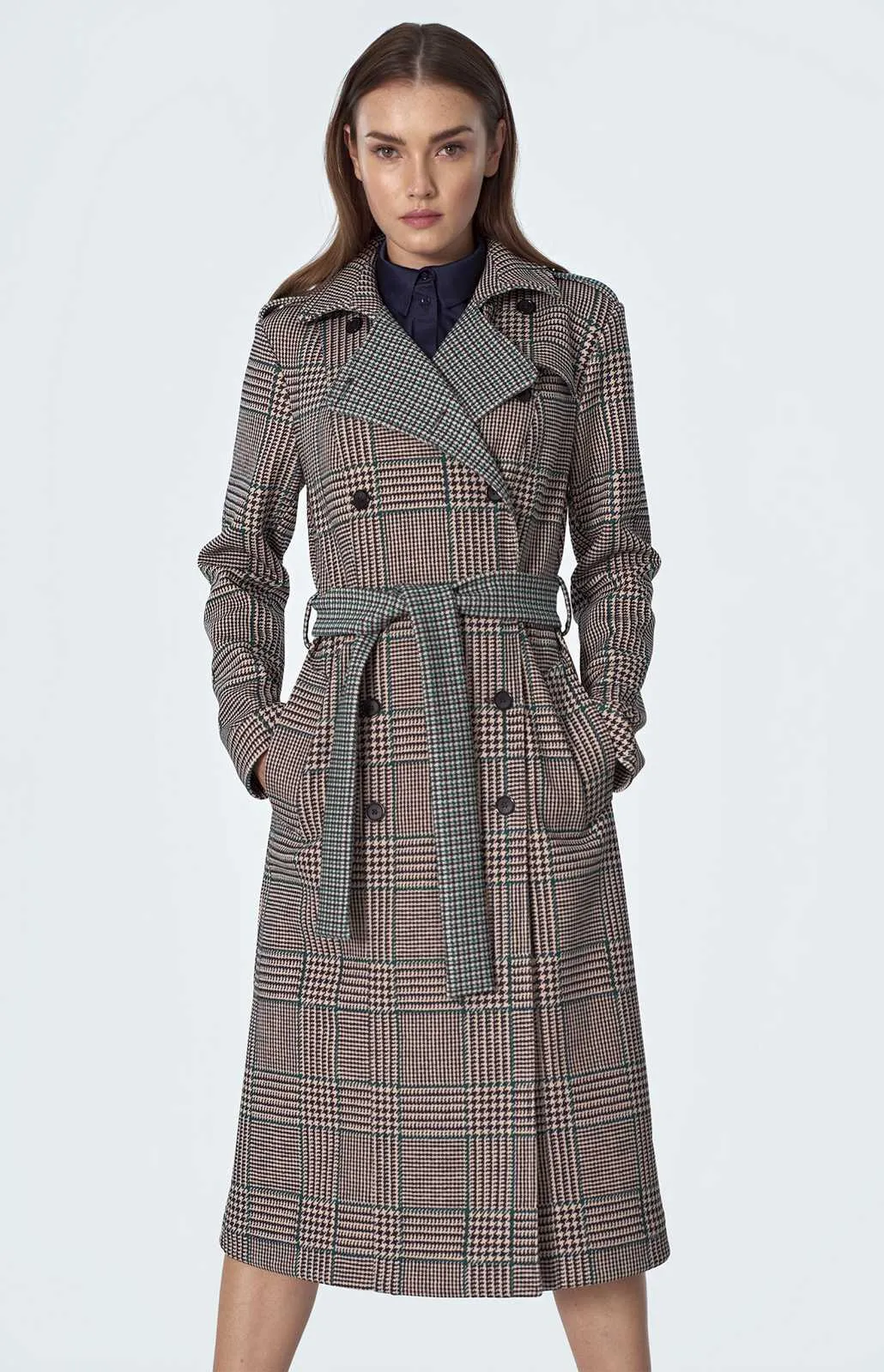 Manteau trench pied de poule