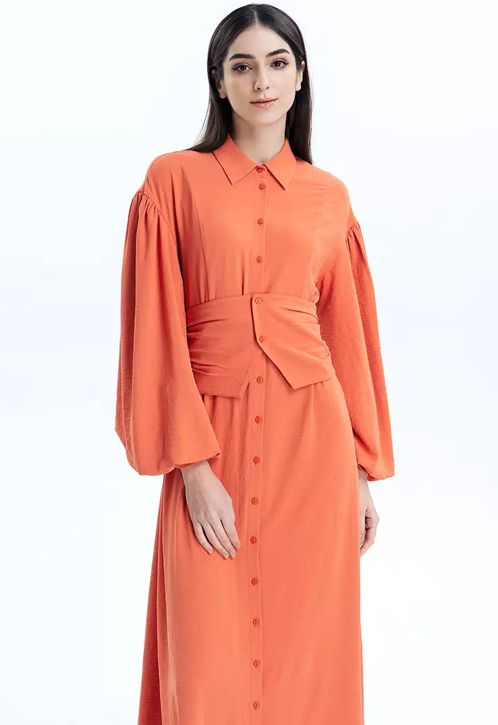 Maxi Shirt Dress With Wide Belt