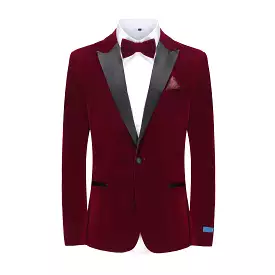 Men's 2-Piece Velvet Birdseye Lapel Slim-Fit Tuxedo With Performance Stretch Pants & Bow Tie