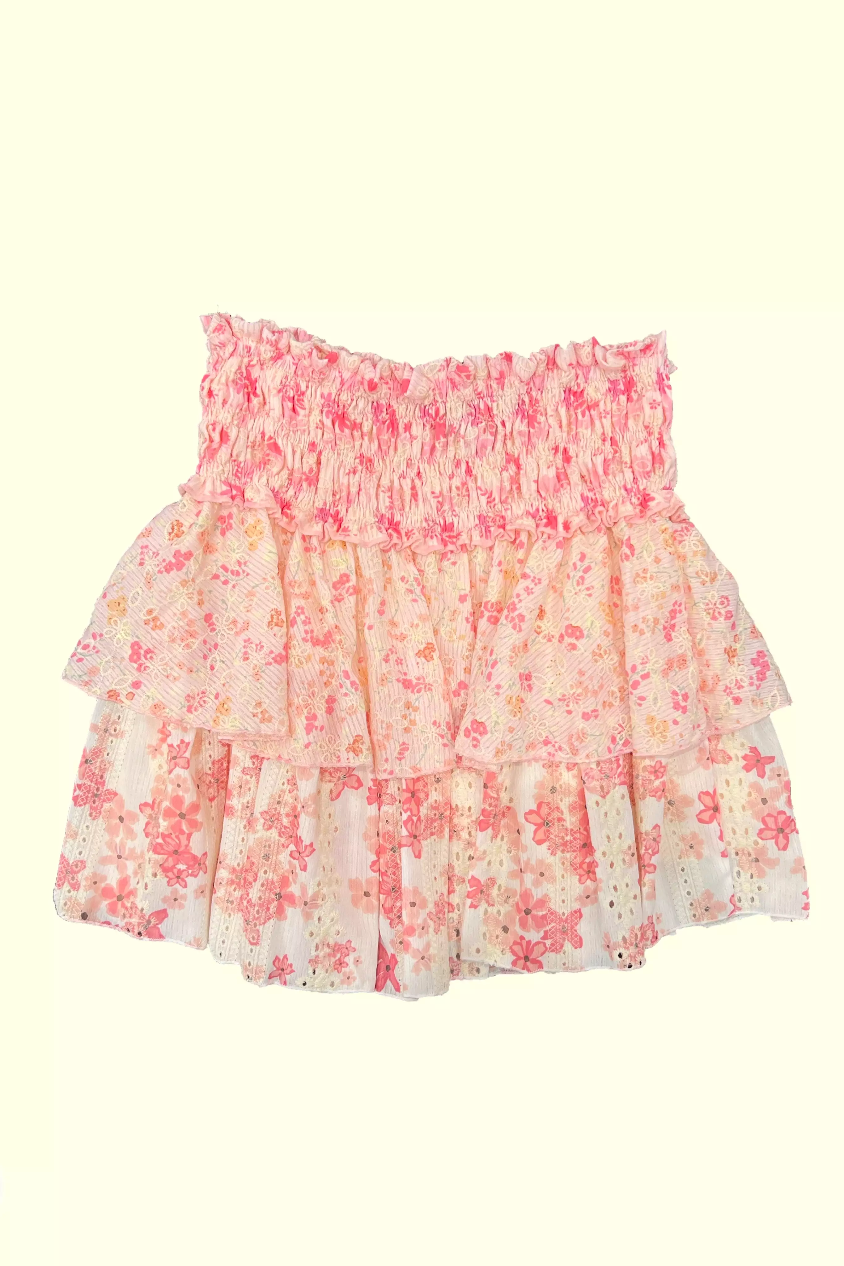 Pink Floral Eyelet Skirt