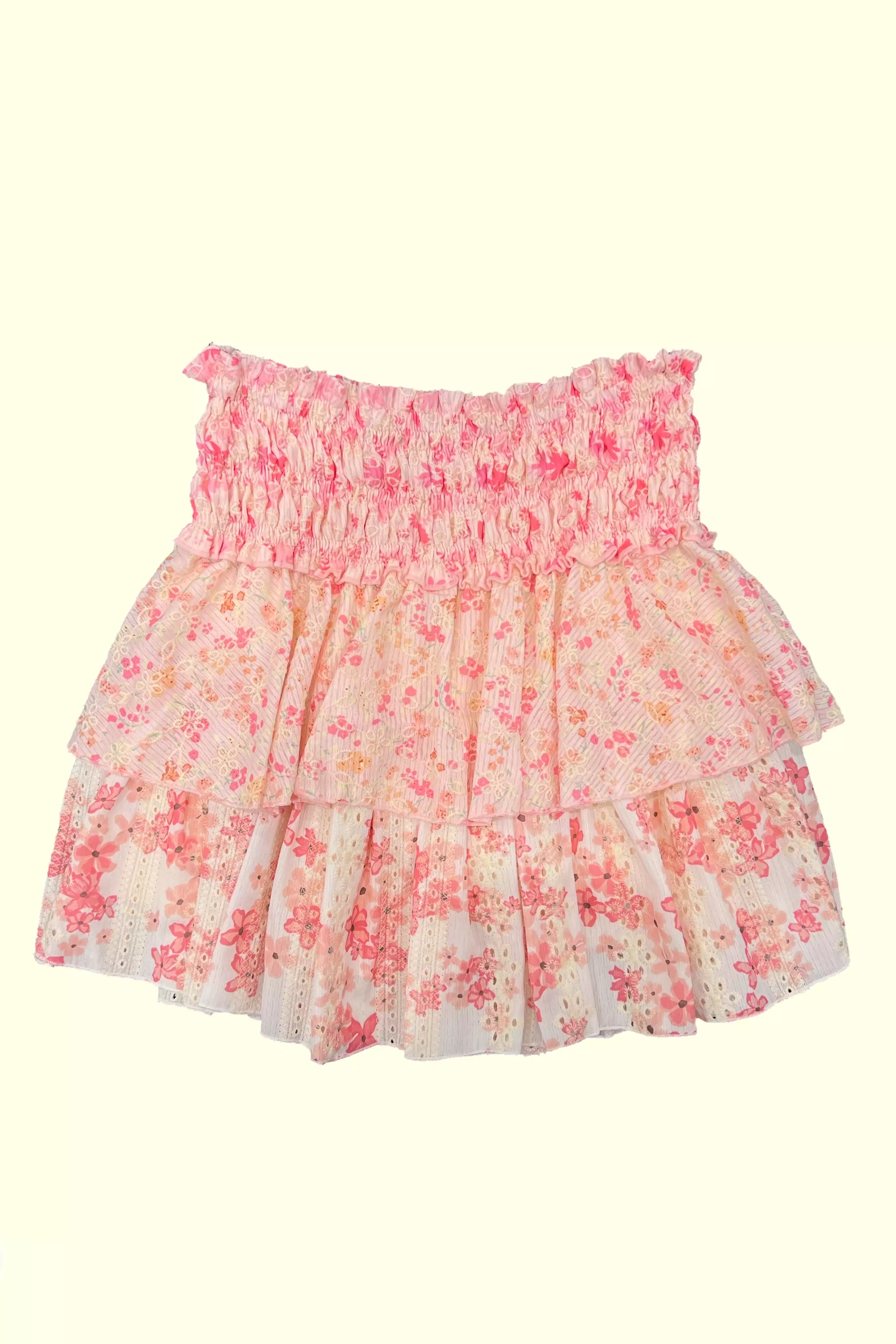 Pink Floral Eyelet Skirt