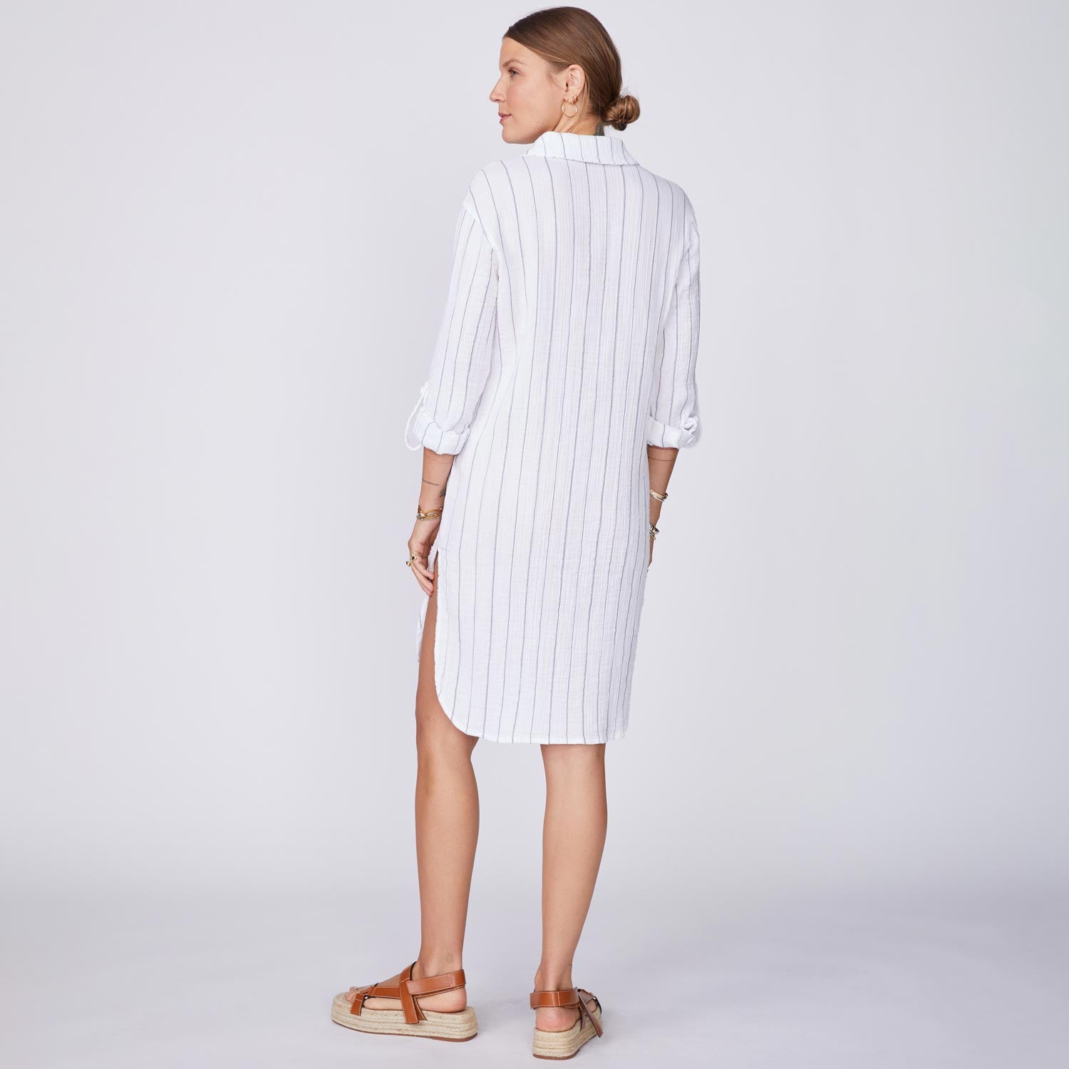 Pinstripe Gauze Shirt Dress