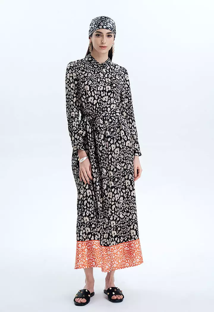 Printed Flared Maxi Shirt Dress