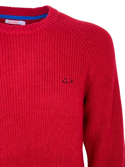 PULLOVER UOMO ROSSO MISTO LANA