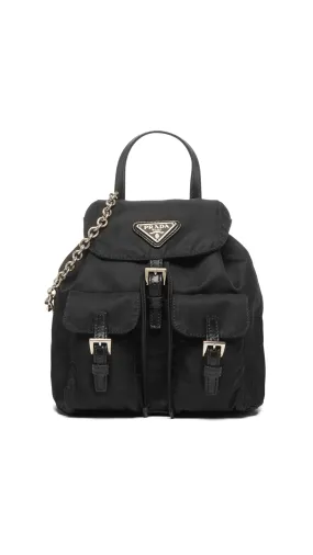 Re-nylon Mini Backpack with Chain - Black