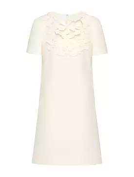 SHORT DRESS IN EMBROIDERED CREPE COUTURE