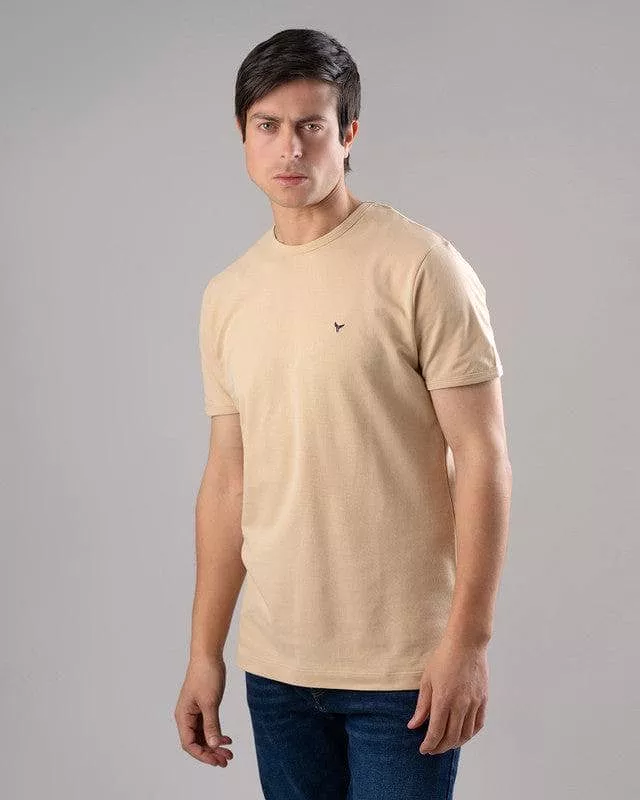 SHORT SLEEVE SLIM T-SHIRT - BEIGE