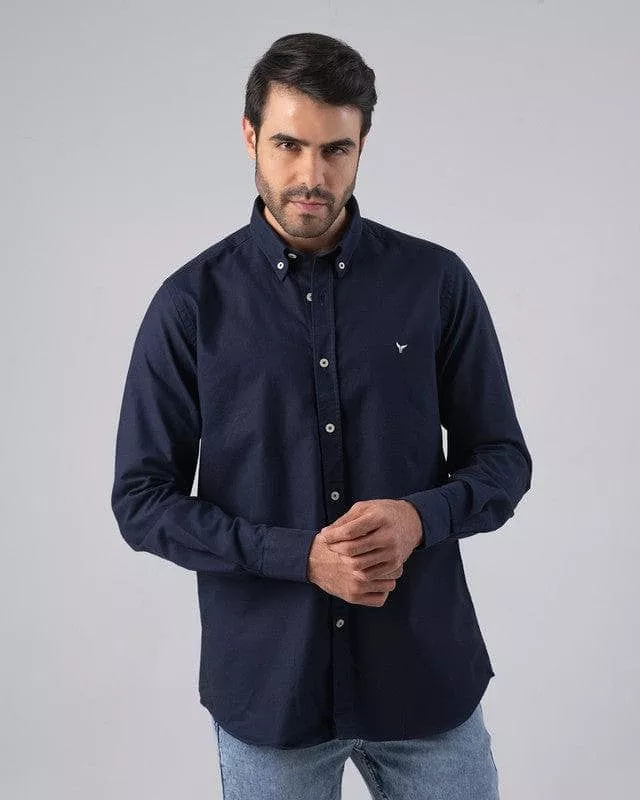 SLIM-FIT OXFORD SHIRT  - NAVY