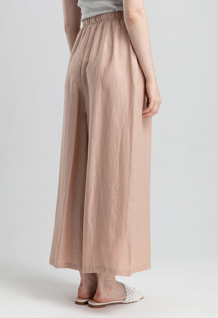 Solid Color Linen Wide Leg Pants