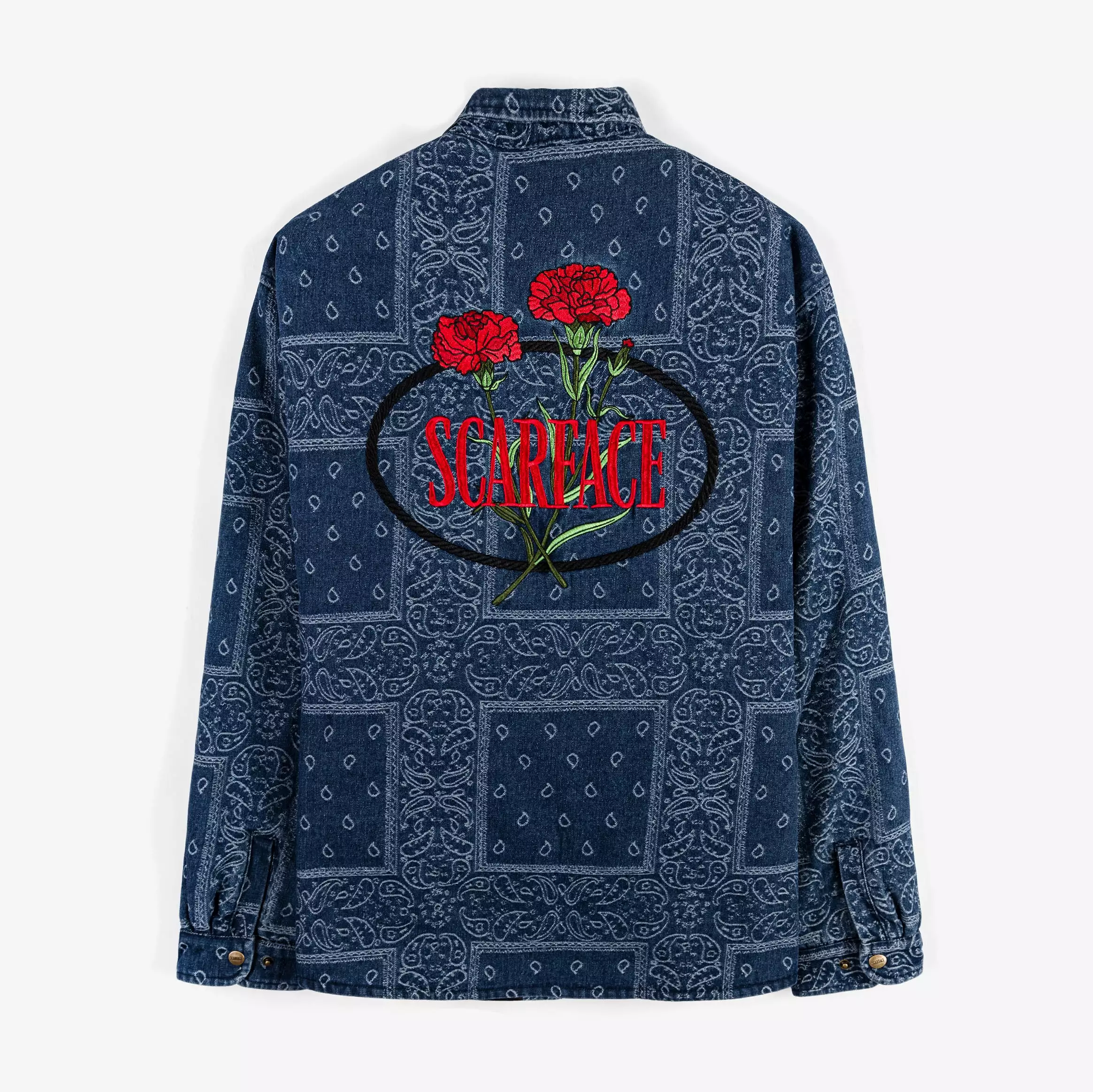 SP x Scarface Denim Paisley Mens Jacket (Blue)