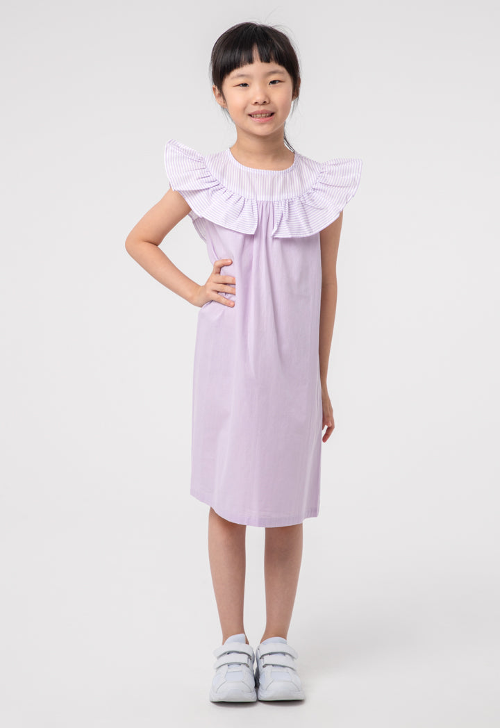 Stripes Ruffle Overlay Girls Dress