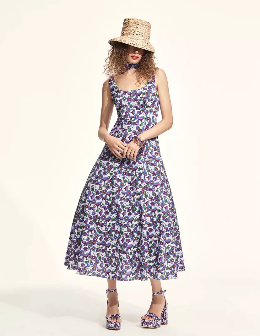 Tank Dress  in Purple Wild Poppy Cotton