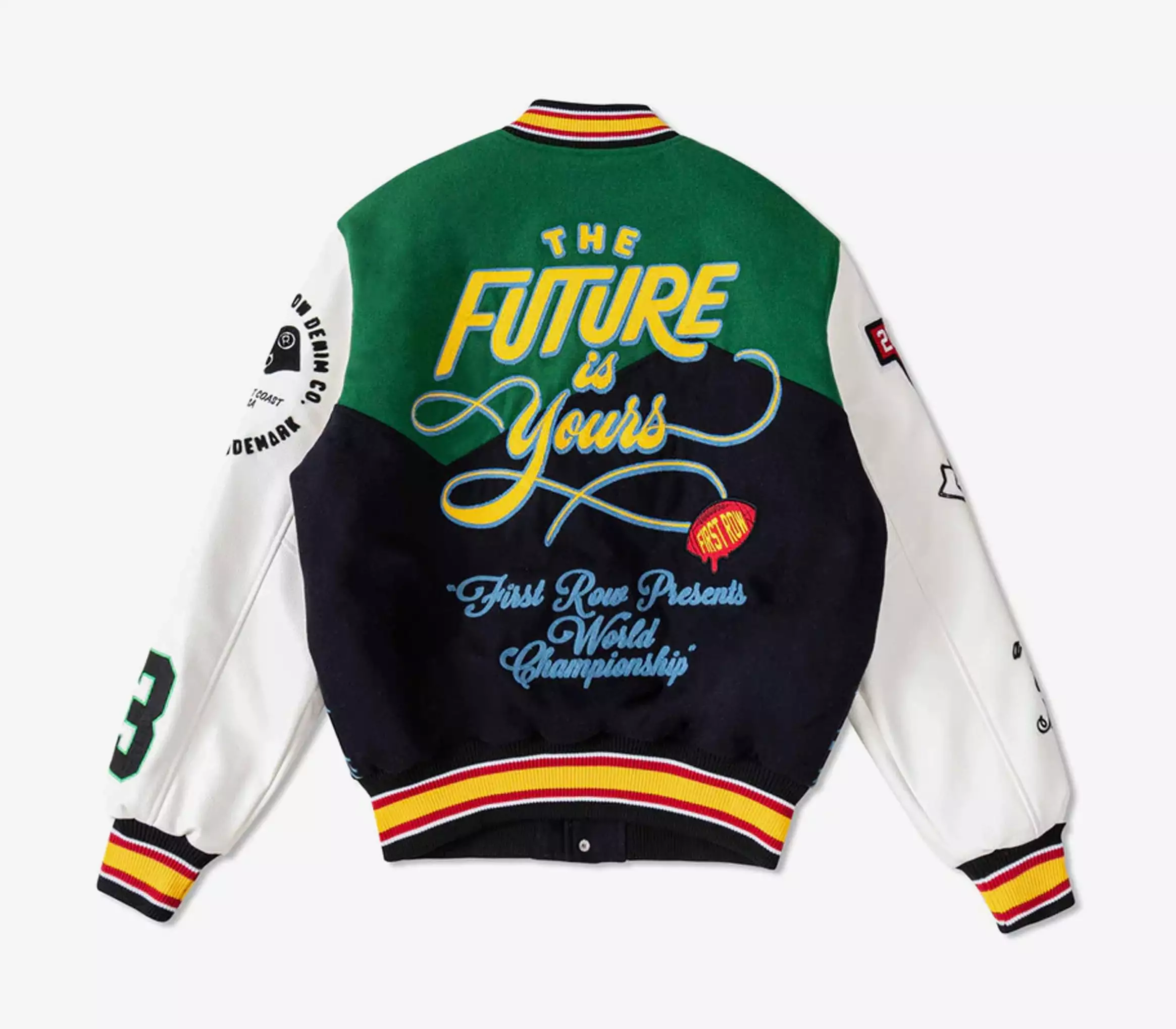 The Future Is Yours Varsity Mens Jacket (Green/Blue)