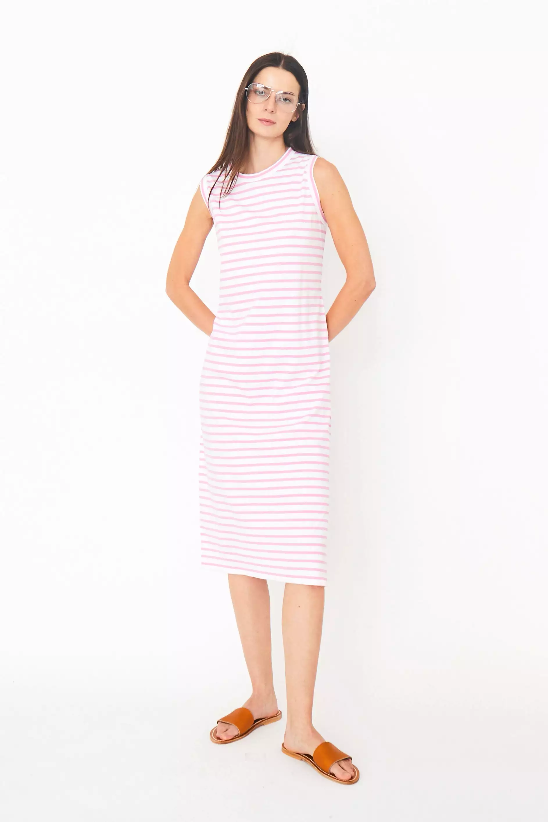 The Tank Dress - White/Hot Pink