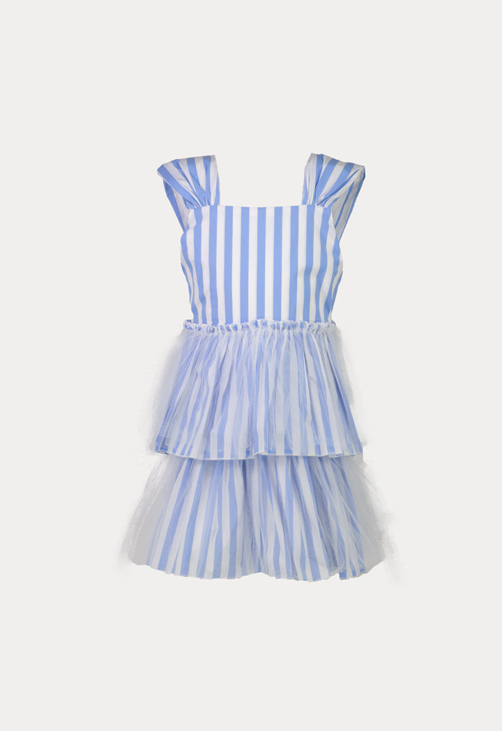 V-Neck Back Square Neck Stripe Dress