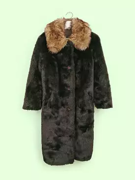 Vintage 80's Faux Fur Long Coat Made in Czechoslovakia- size XS-S