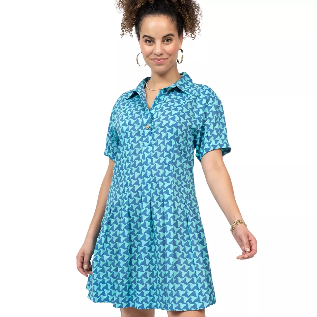 Waves Pleated Shirt Dress