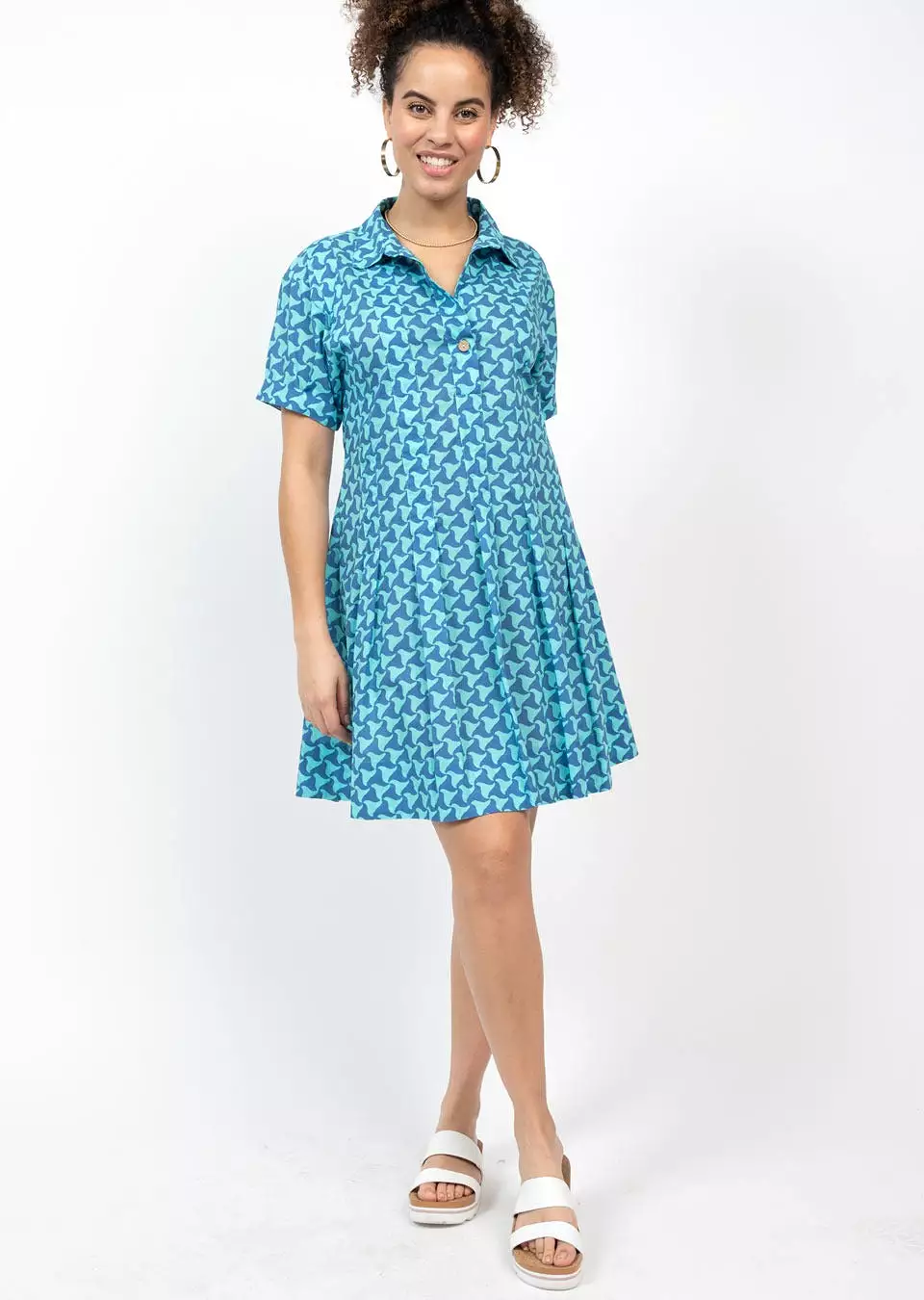 Waves Pleated Shirt Dress